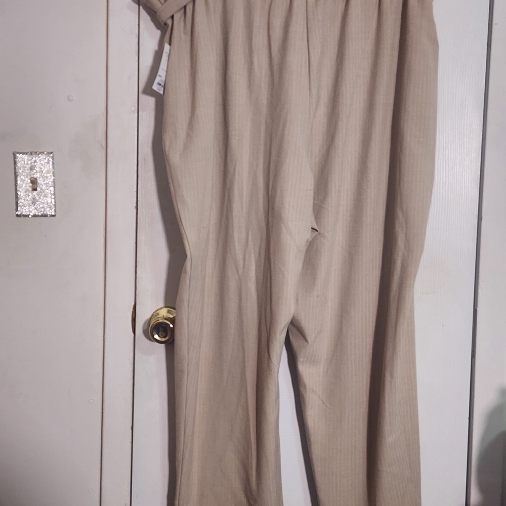 Beige Trouser Paper Bag Waist Pants